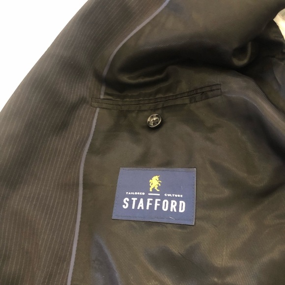 Stafford® Executive Super 100 Wool Classic Black Blazer Suit Jacket 54 B&T BLong - Picture 9 of 16
